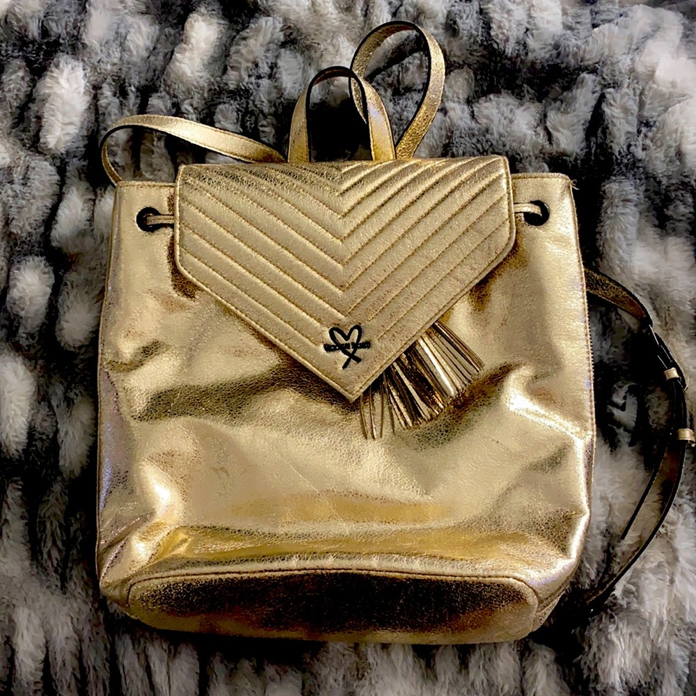 Victoria secret gold backpack